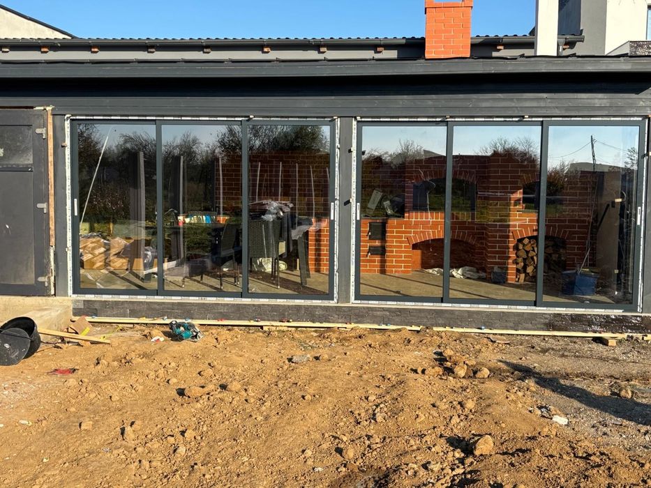 Usi  glisante din aluminiu cu sticla termopan-pe comanda