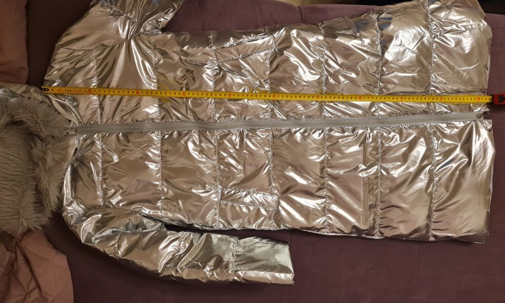 Ieftin geaca noua toamna/ iarna culoare aluminiu/ metalica