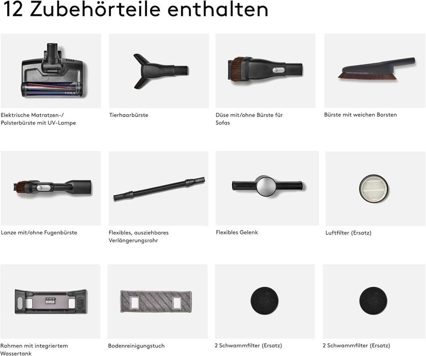 Вертикална прахосмукачка с моп Viola AIR-B 600 батерия до 80мин 28.8V