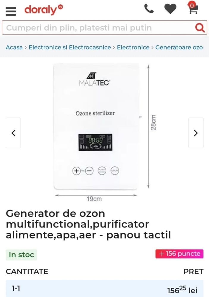 Ozonator de aer, apa (legume si fructe) MALATEC 15W