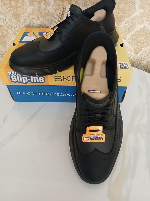 Мужские кожаные Skechers  slip ins-  удобство без шнурков! 43 размер.