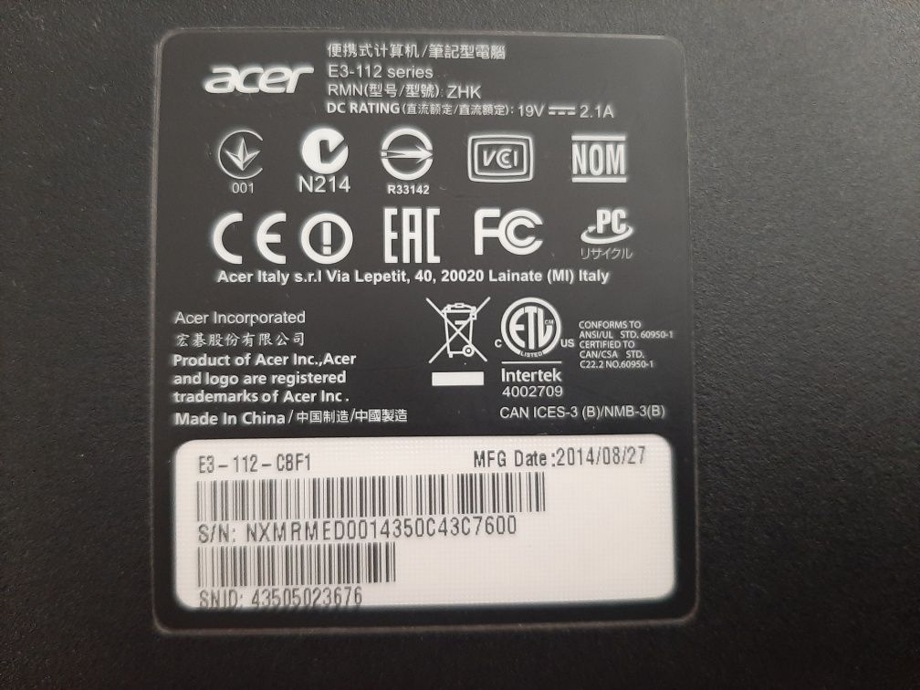 Laptop Acer E3 roz