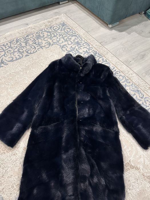 Норковая шуба, цвет индиго