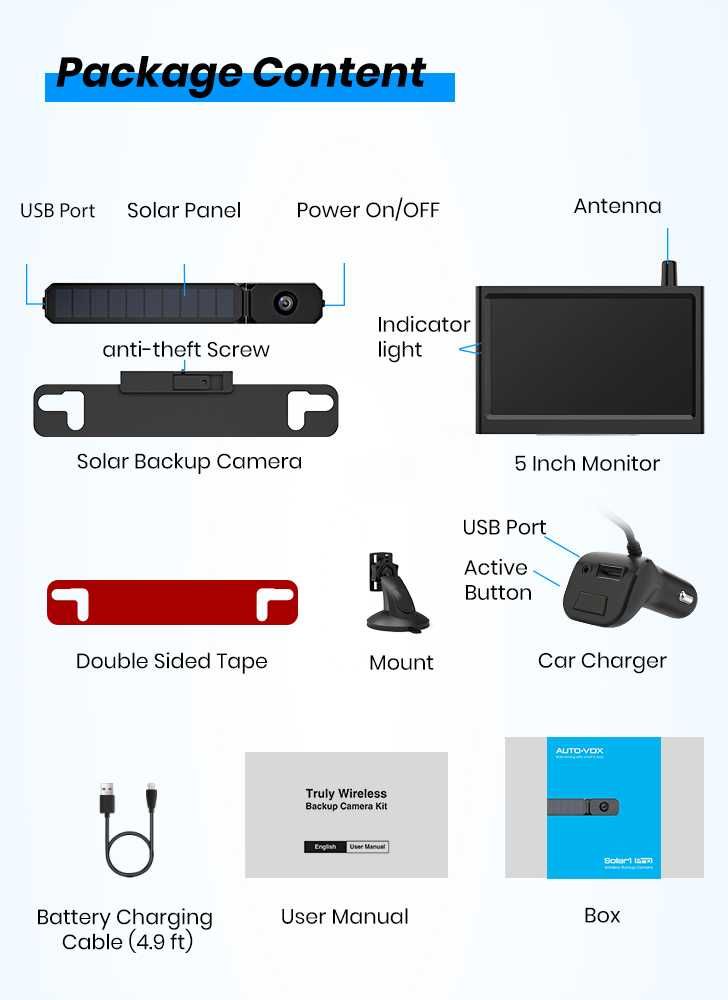 Camera Marsarier Camion / Tir Wireless | AUTO-VOX Solar 1 Pro