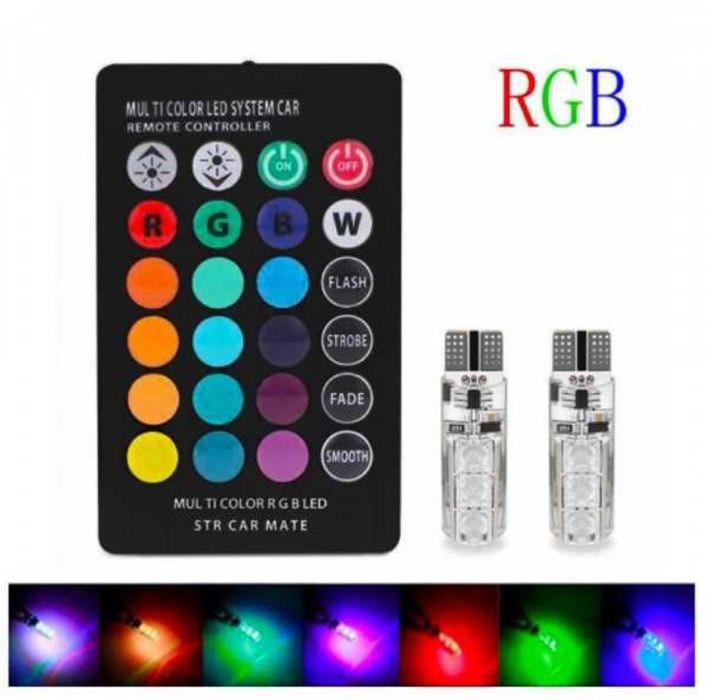 LED крушки T10 5W - многоцветни с дистанционно
