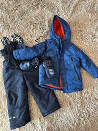 Детская зимняя куртка, комбинезон и варежки