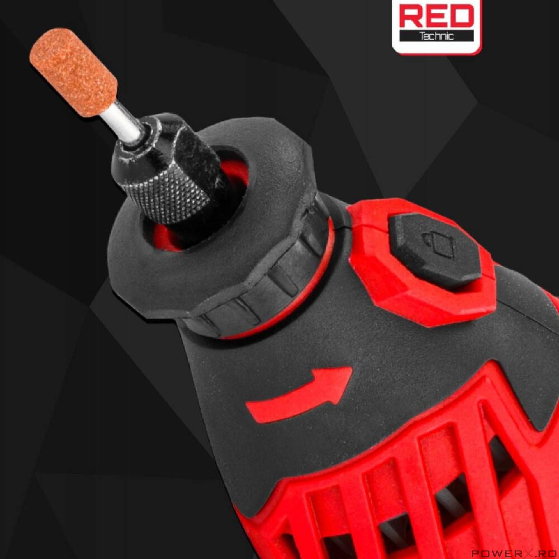 Mini polizor drept, 280 W, cu accesorii, Red Technic