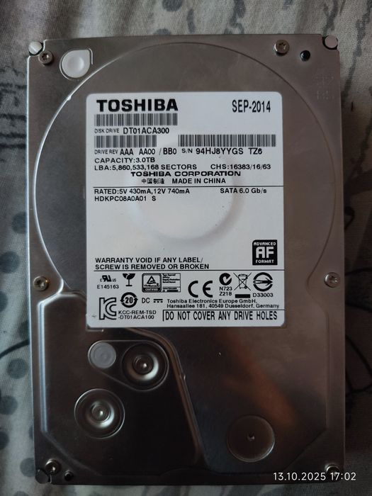 Хард диск 3ТB Toshiba DT01ACA300