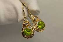 Cercei aur 14k cu diamante și peridot natural