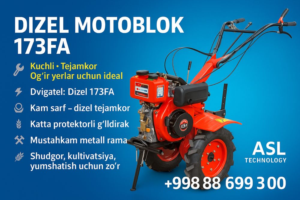 Dizel Motoblok 173FA — Kuchli, Tejamkor, Og‘ir Yerlar uchun Ideal