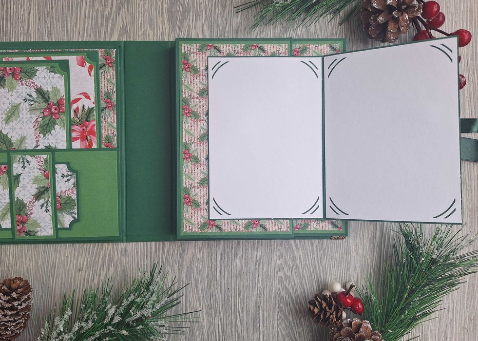 Коледен, скрапбук албум в зелено, ръчна изработка /63.7