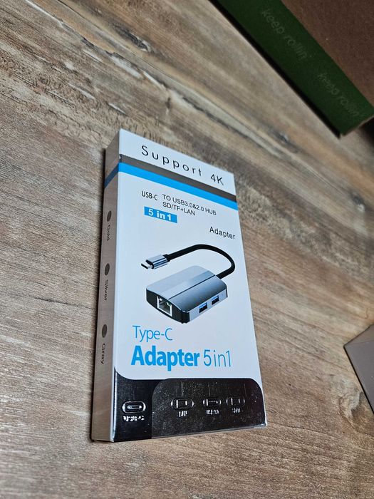 Hub usb-c 5 in 1, cititor carduri SD/TF, usb, port ethernet, Pret Fix
