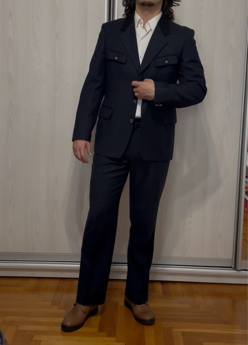 Costum intreg din lână, bleumarin, stil bavarez