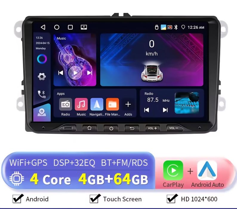 Android 14  4G+64G CarPlay,Android Auto за VW,Audi