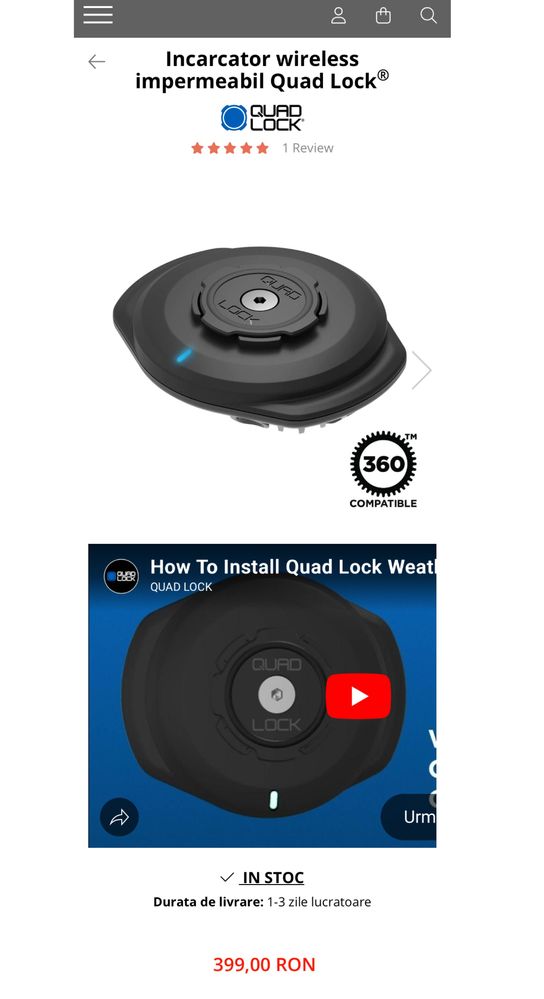 Pachet Quad Lock Pro, original, sigilat, wireless,weatherproof, ghidon