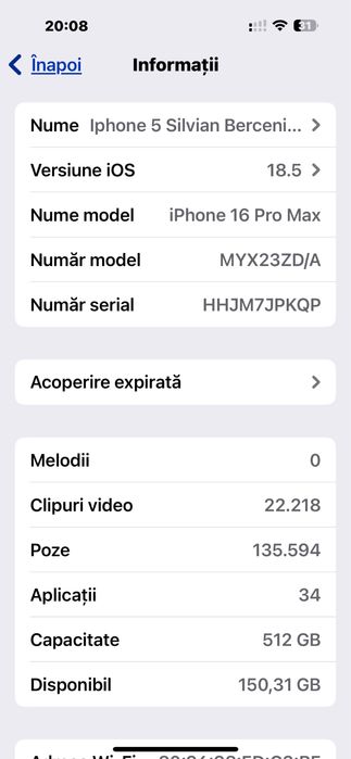 Iphone 16 pro max gold 512 giga Neverlock impecabil pret 4700 lei
