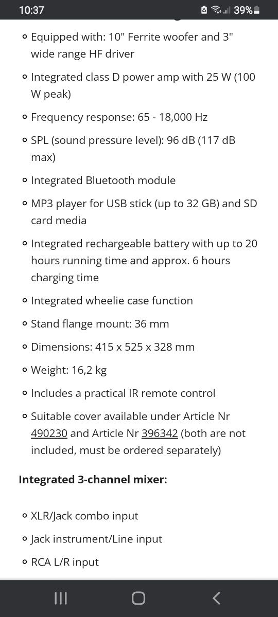 LD SYSTEMS-RJ 10 portable PA system