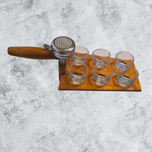 Set 6 pahare shot cu suport si clopotel, 30ml. ring for shots