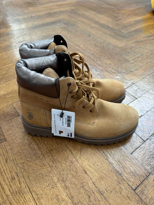 Bocanci maro piele intoarsa, U.S. Polo Assn Marimea 39