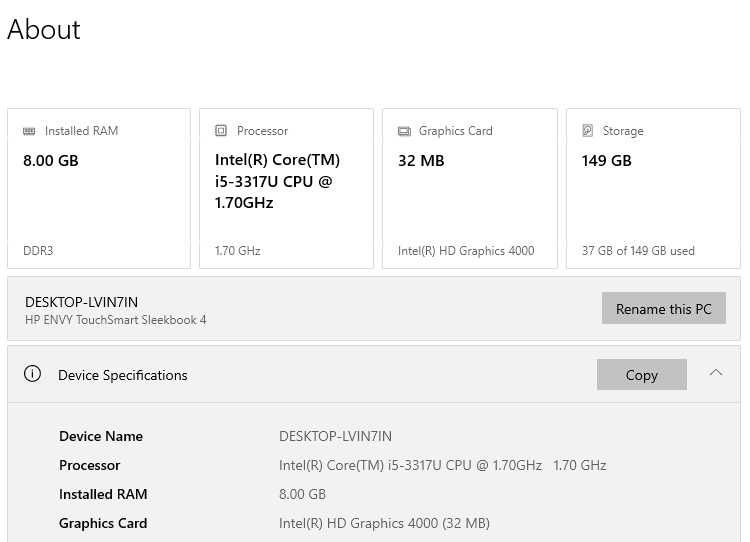 HP ENVY 14'' TouchSmart Ultrabook 4, Core i5-3317U, 8 GB RAM