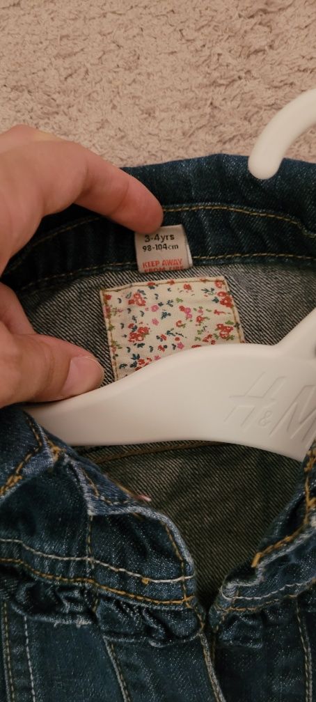 Geaca jeans denim, fetițe + bluză tip cămașă