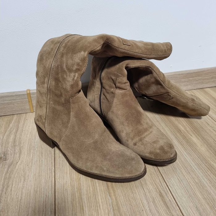 Cizme piele intoarsa, maro, 38