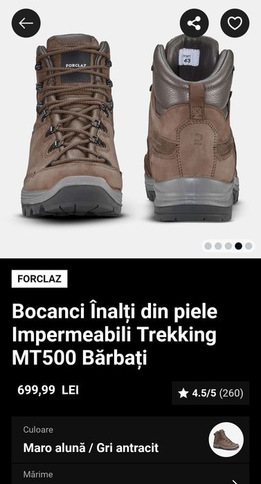 Bocanci Forclaz Trekking MT500 marimea 47