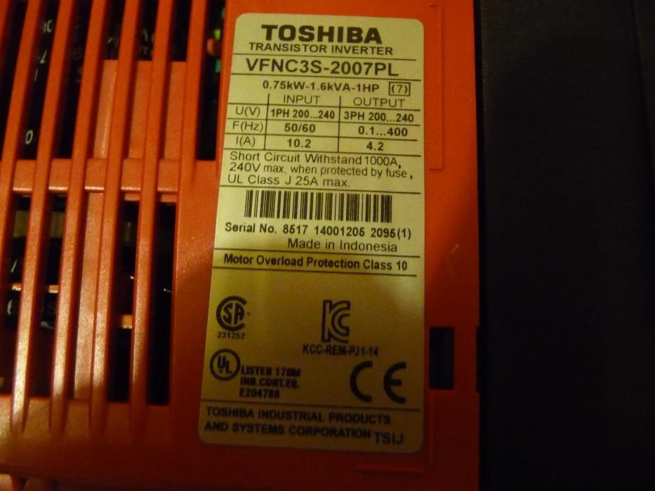 Честотен регулатор(инвертор) TOSHIBA VFNC3S-2007PL - 0,75kW/2000V