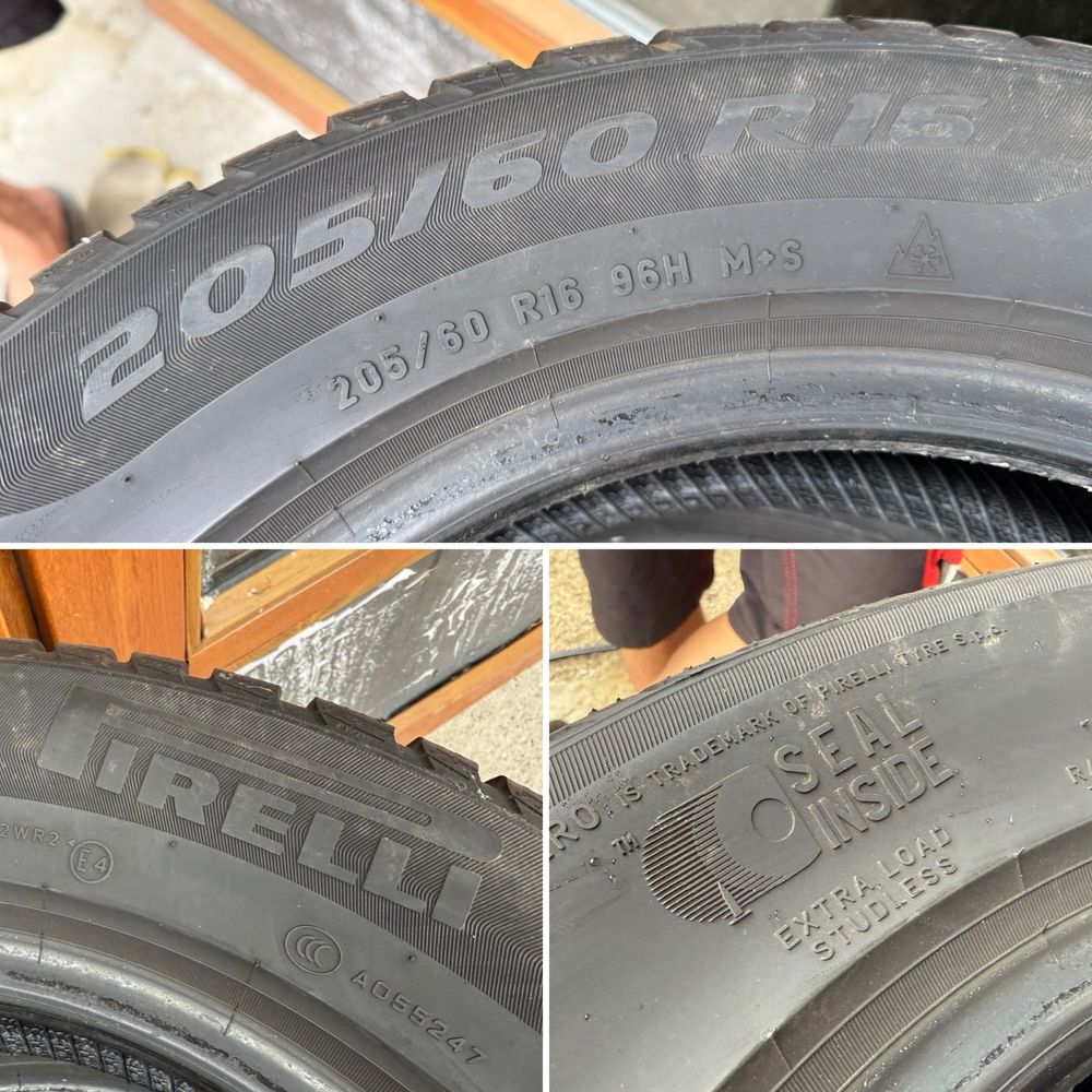 4бр. Отлични Зимни Гуми С Борд 205/60R/16 -PIRELLI- DOT:4423-7.6м+4.6м