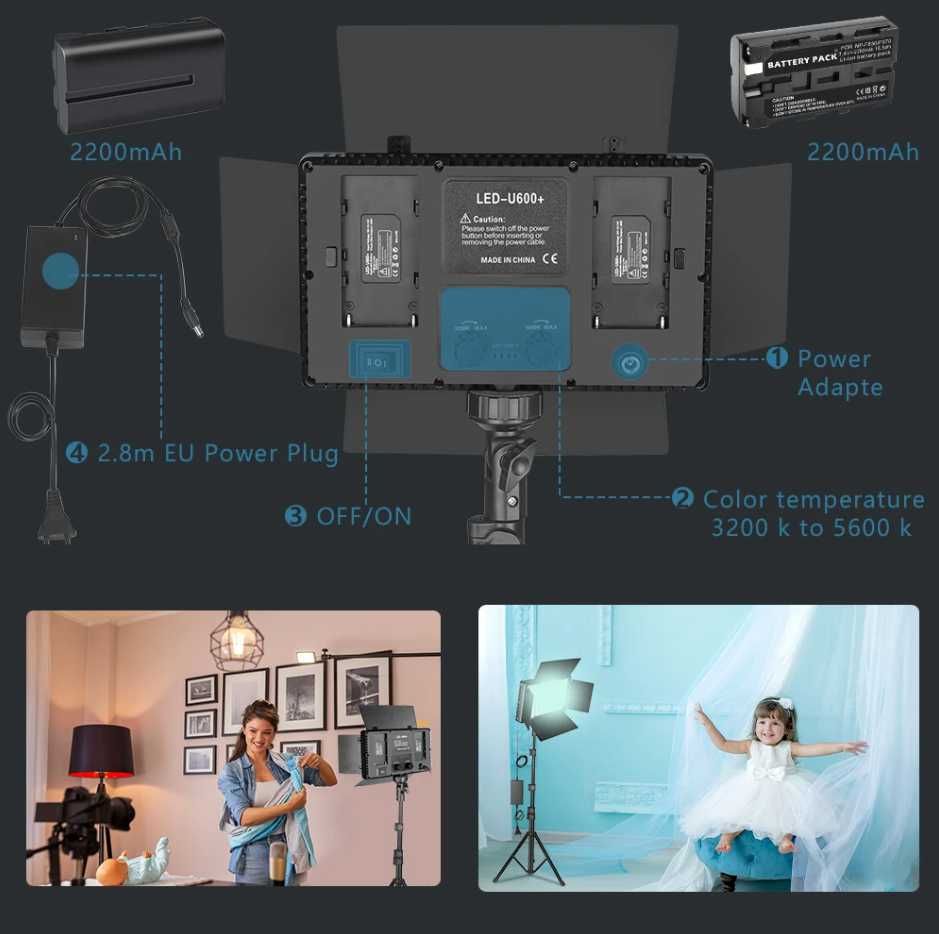Постоянно лед осветление 50W LED Panel + 2 батерии х 2200ah