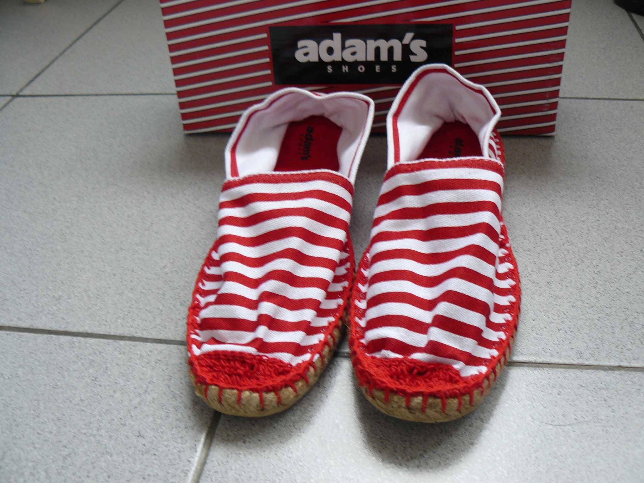 Espadrile Unisex/Dama ADAM'S Panza,Talpa din iuta,Culoare Alb Cu Rosu