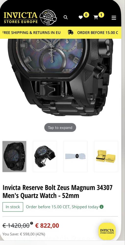 НОВ ЕДИН от 500 броя Часовник Invicta Reserve LIMITED EDITION с ПЕРЛА