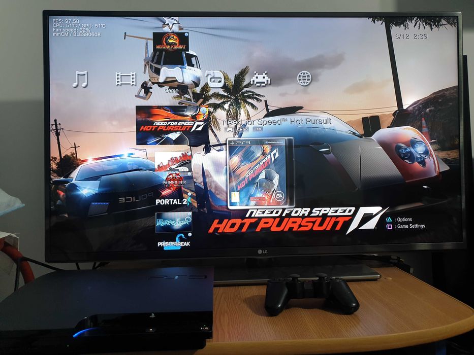 PS3 modat CFW 500 GB + 60 jocuri (GTA V, NFS, Spider-Man, Silent Hill)