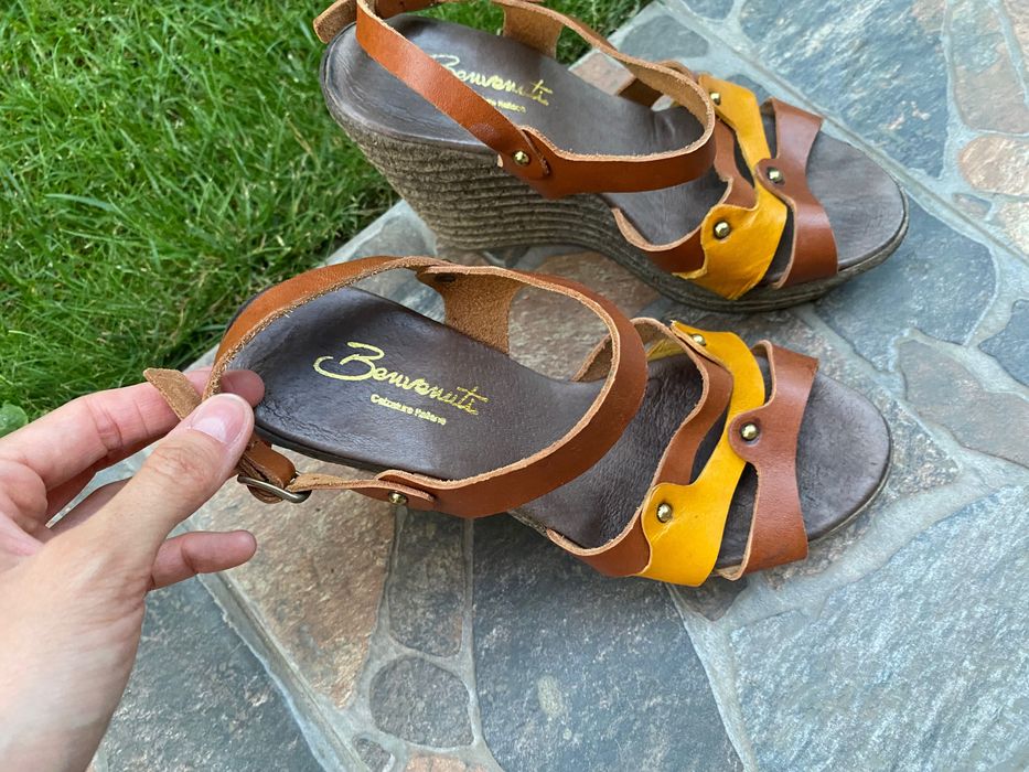 Sandale casual maro cu galben de vara