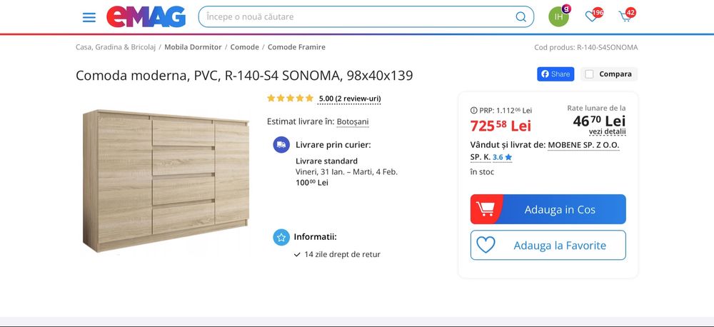 Dulapuri wenge mix sonoma /comoda noua stare impecabila /dulap vitrina