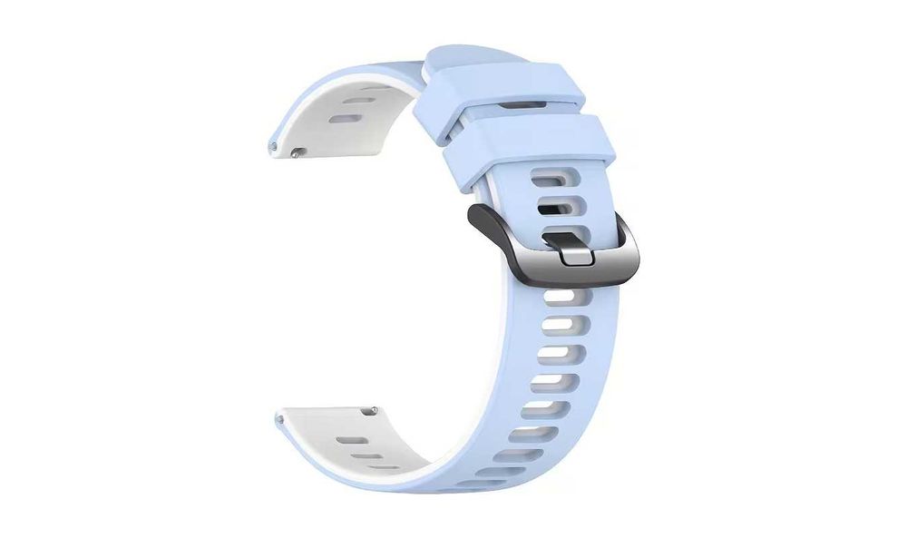 Curea ceas din silicon moale de 22mm Albastru deschis si alb