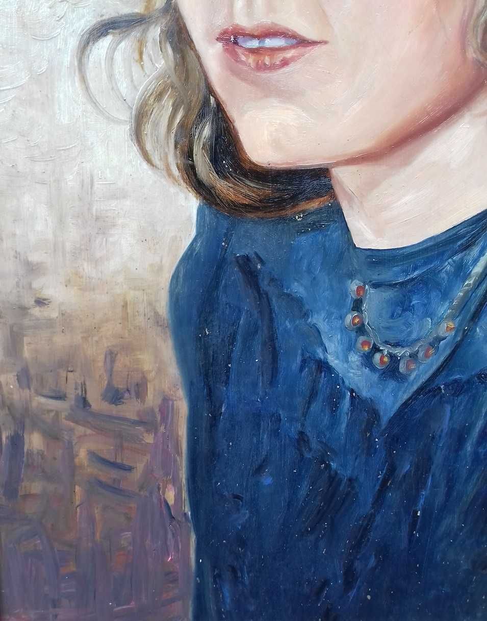 Tablou vechi - portret tanara - nesemnat