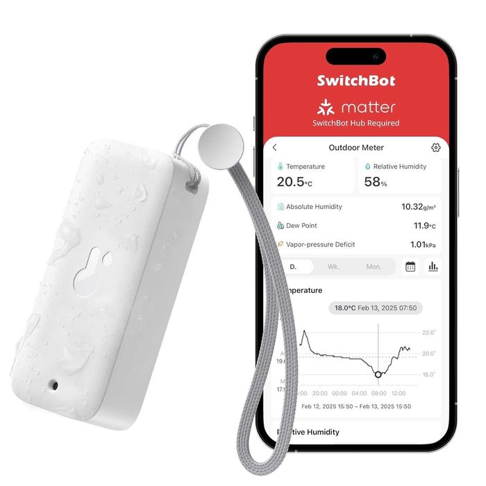 SwitchBot Интелигентен Термо-Хигрометър за Вътрешна и Външна Употреба