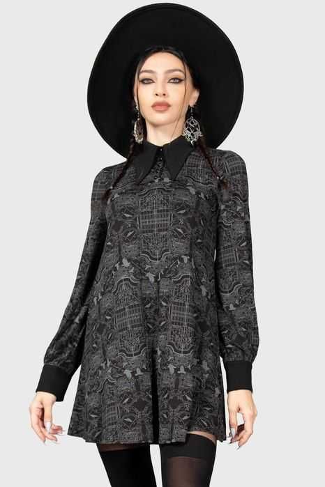 Killstar x Wednesday рокля с дълъг ръкав