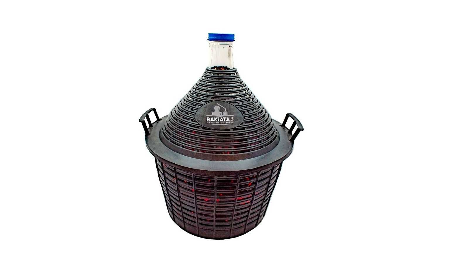 Дамаджана стъклена 5л. с PVC оплетка-кош и дръжки PVC капачка 21200075