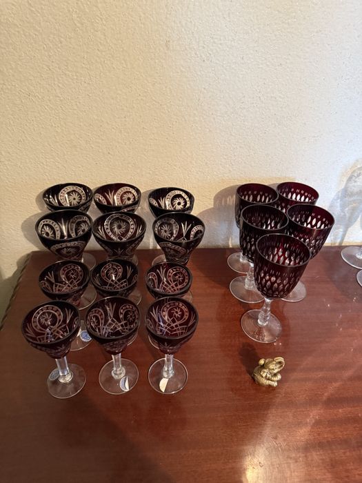 Pahare cristal colectie  si sticla gravata comunism retro clasice