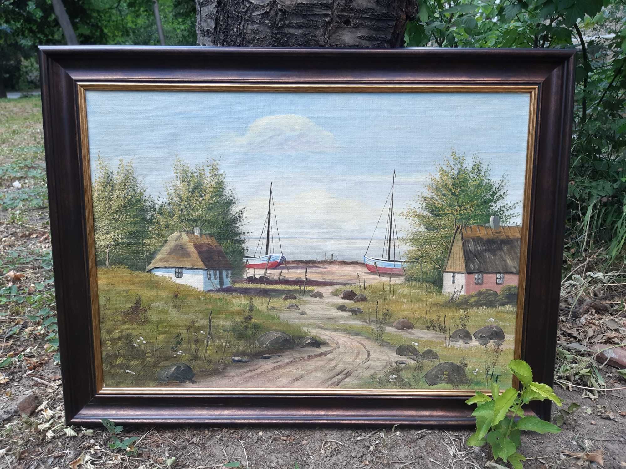 Красиви Стари Картини Пейзаж Живопис Маслени Бои на Платно