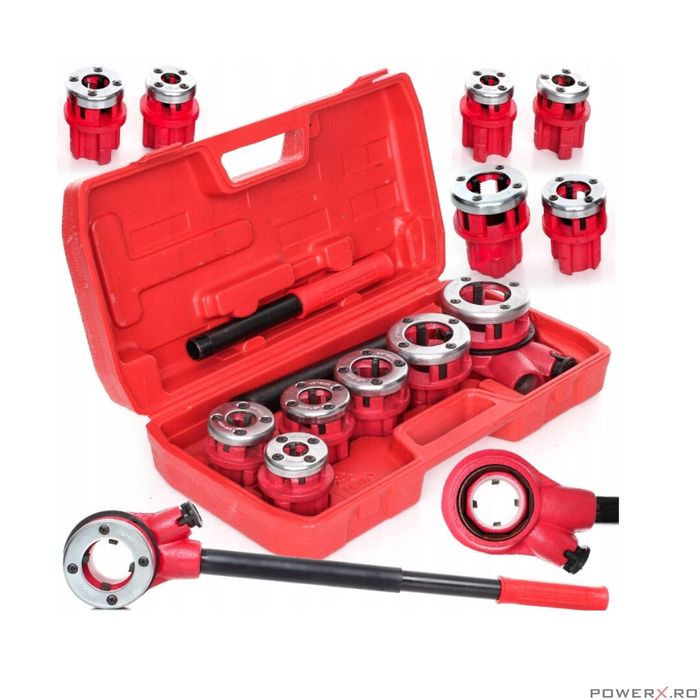 Trusa pentru filetat tevi, 7 piese, 1/4"; 3/8"; 1/2"; 3/4"; 1";