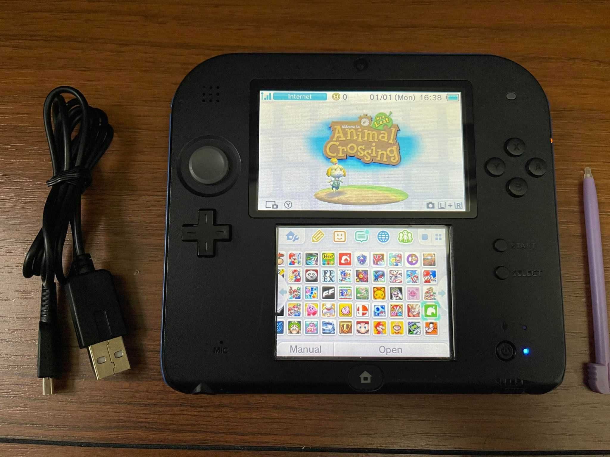 Nintendo 2DS MODAT cu 60 jocuri : Mario Zelda Pokemon Luigi Kirby,etc