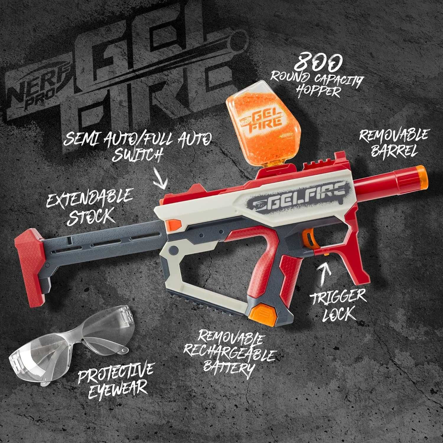 Nerf Нърф Голям Бластер Помпа с 1600 Силиконови Меки Топчета Патрона