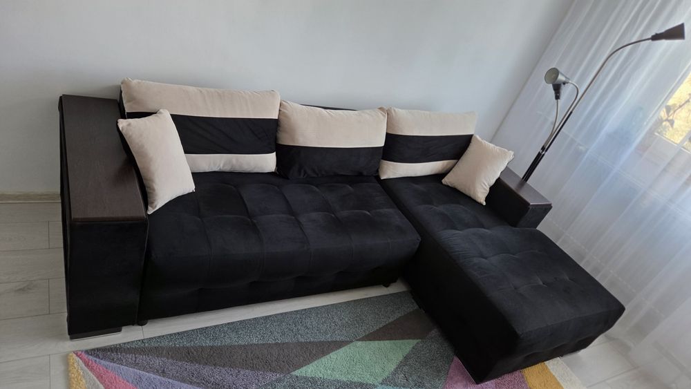 Vand coltar extensibil negru catifea