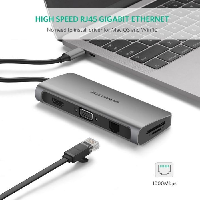 В Алматы конвертер USB 3.1(m) Type C на HDMI/LAN/CardReader/USB 3.0