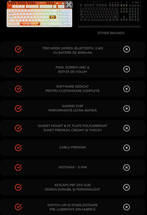 Tastatura gaming mecanica wireless  QwertyKey 100 Apex