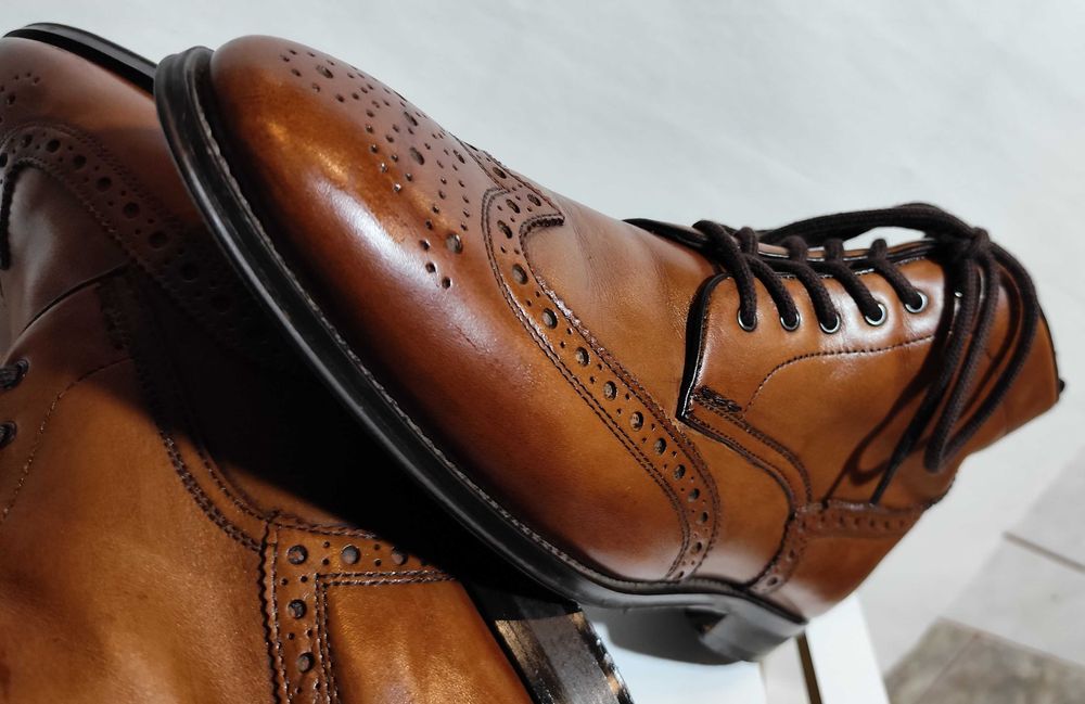 Ghete ankle 43 brogue Pat Calvin piele naturala moale