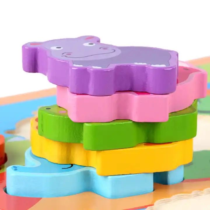 Puzzle tip Montessori educational din lemn La Ferma NOU